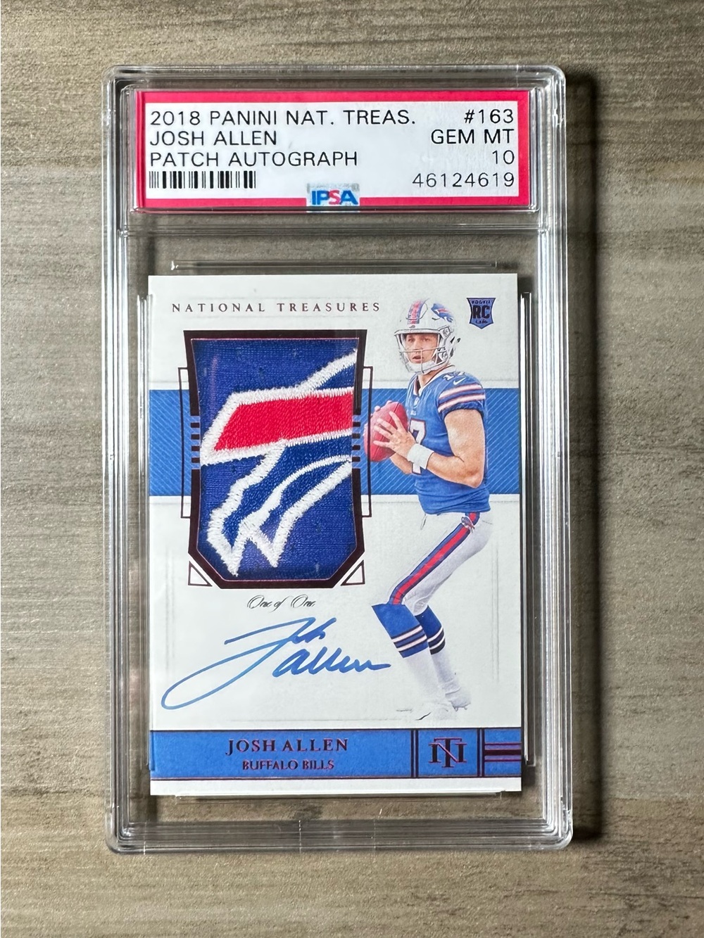 Josh Allen Gem Mint 10 Signed 2018 Panini #163 Patch Novelty Card.